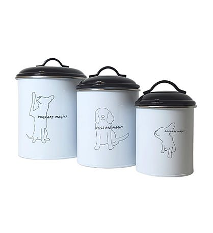 Black & White Pet Food & Treat Storage Canisters (set Of 3)